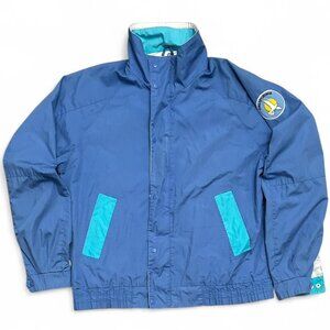 Vintage 80s 90s Whitefish Bay Blue Colorblock Windbreaker Gorpcore Jacket Large